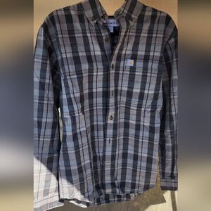 Carhartt Gray Plaid Button Down Shirt With Pockets Size S